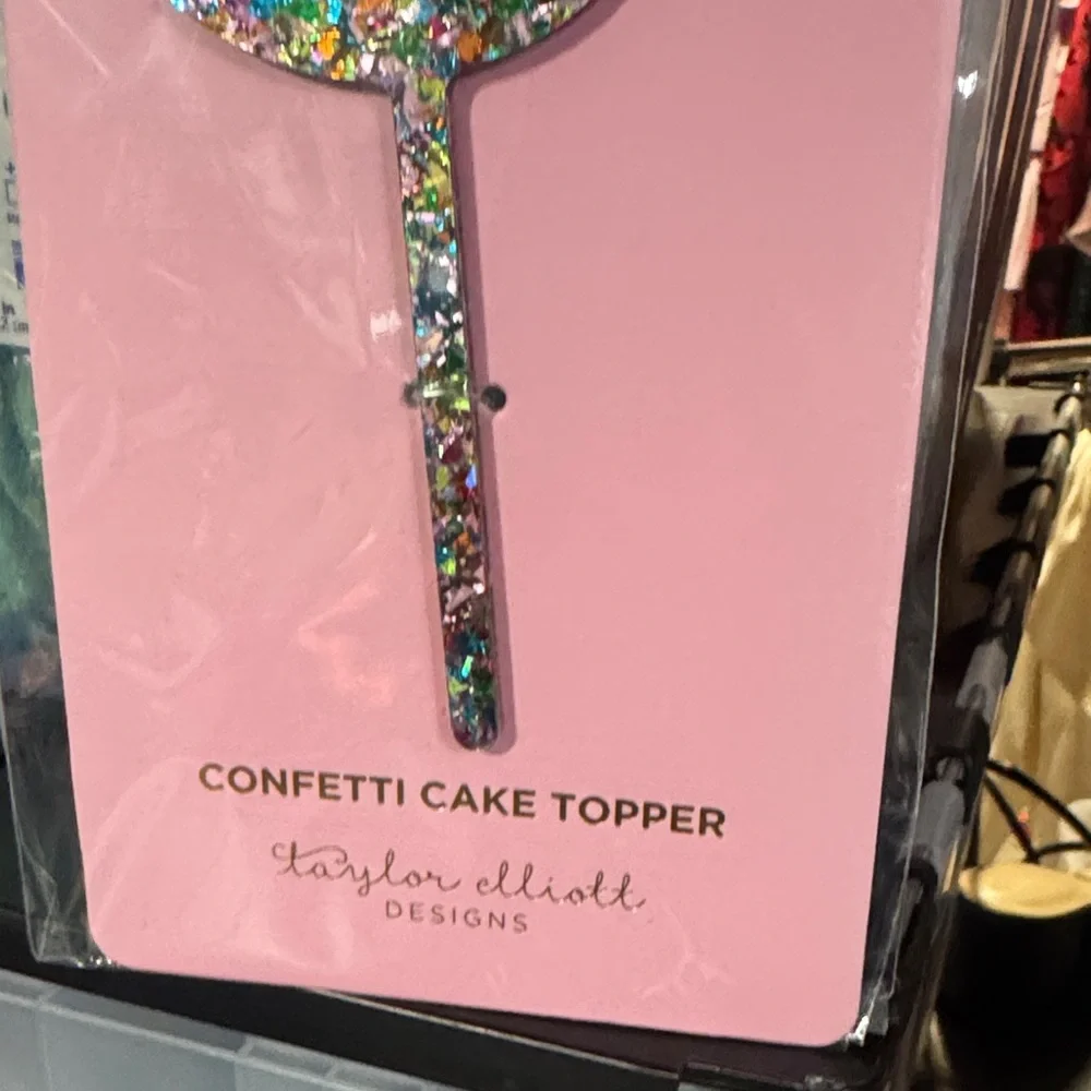 Multicolor Glitter Number 5 Cake Topper